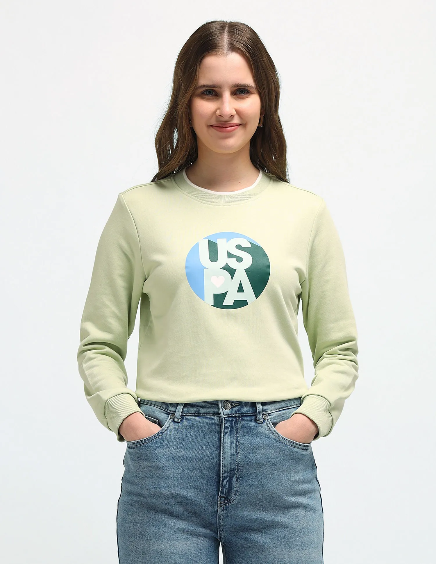 Crew Neck Brand Print Sweatshirt