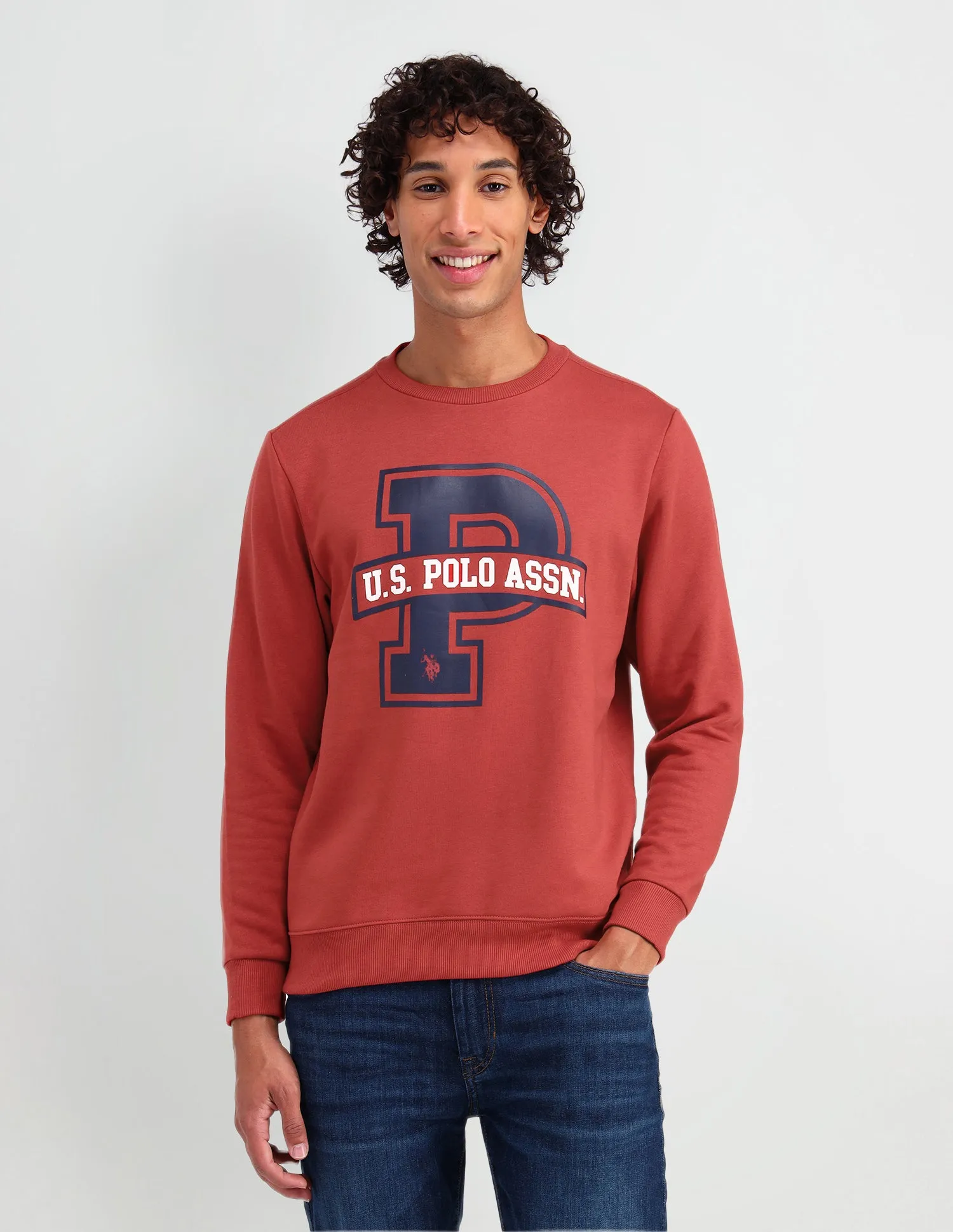 Crew Neck Brand Printed Sweatshirt