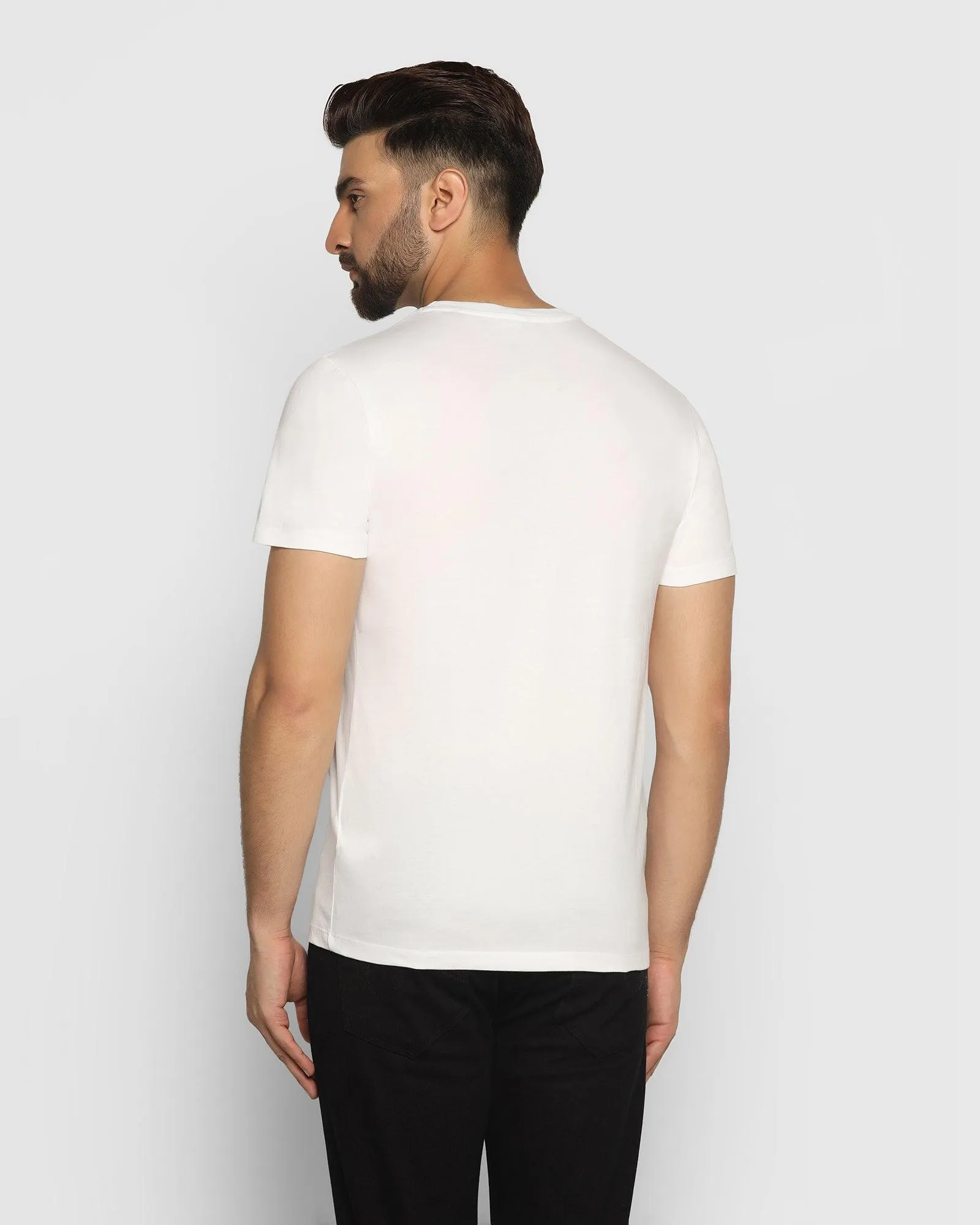 Crew Neck White Printed T-Shirt - Series