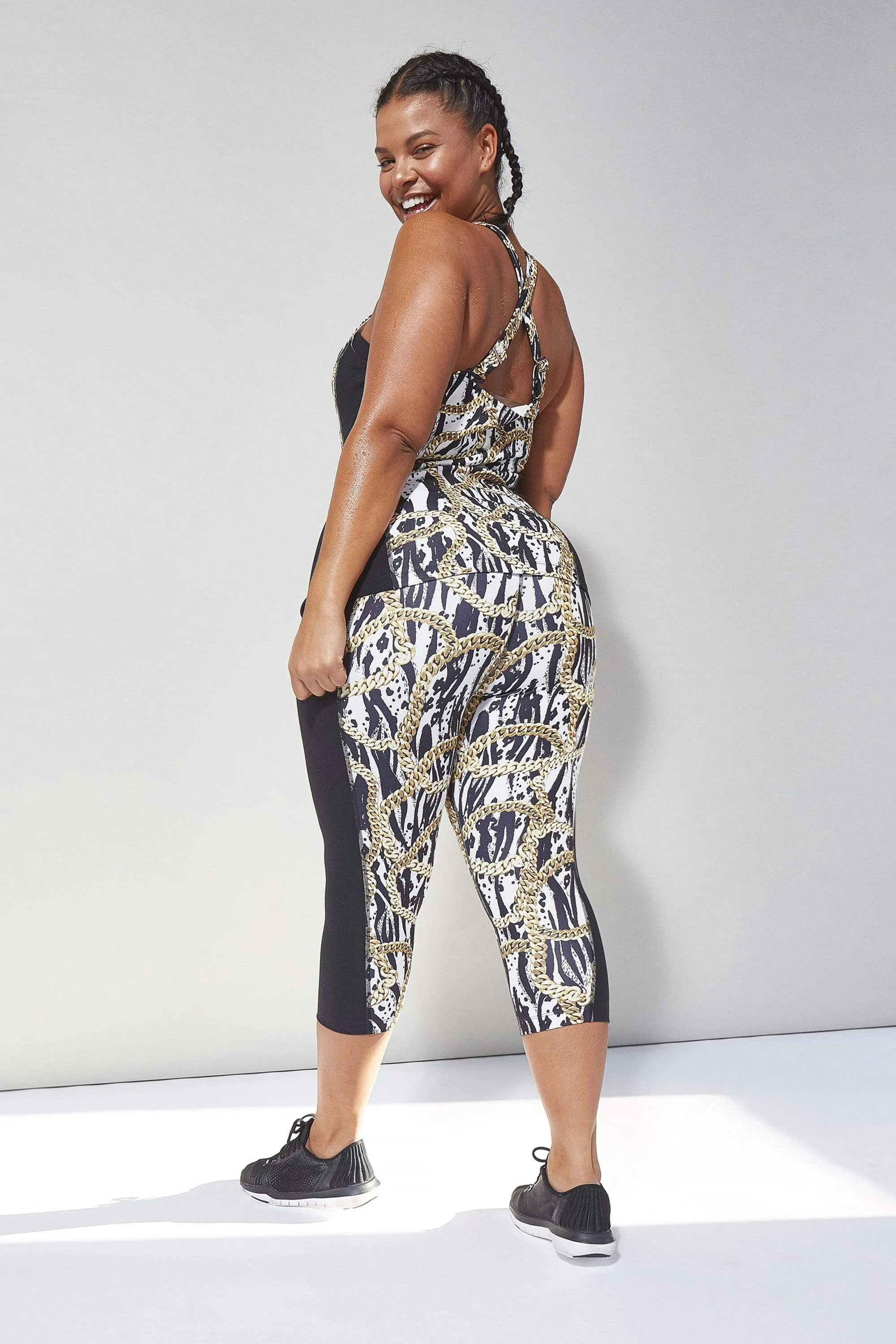 Curve Zebra Chain Cropped Leggings