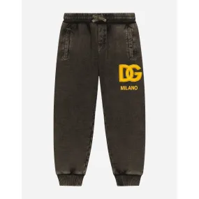 D&G Logo Washed Look Jersey Sweatpants