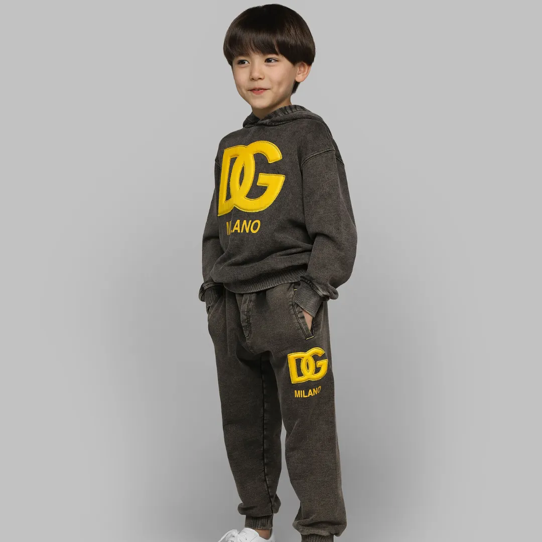 D&G Logo Washed Look Jersey Sweatpants