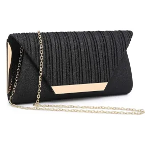 Dasein Glitter Flap Envelope Black Evening Clutch (Women's)