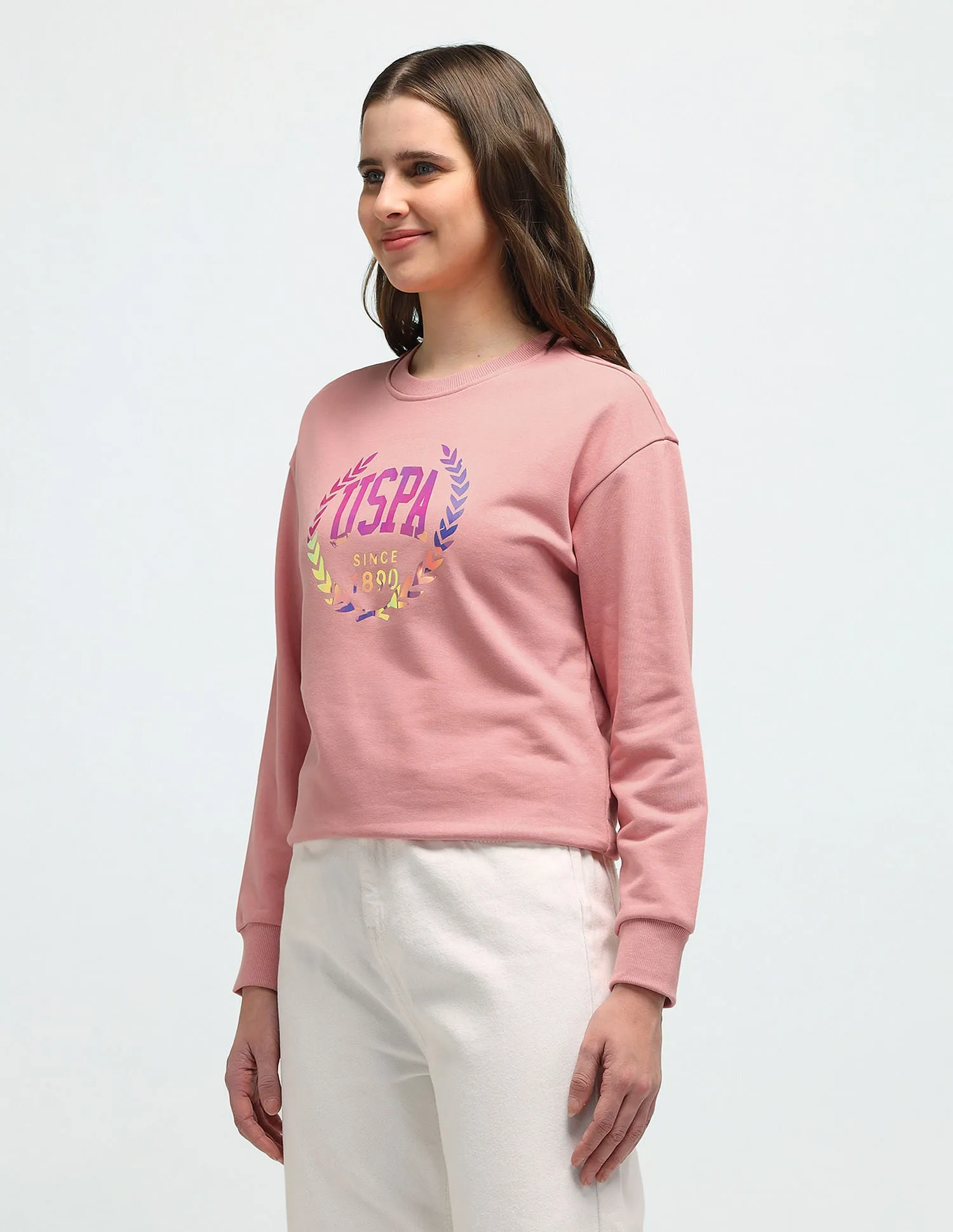 Drop Shoulder Brand Print Sweatshirt