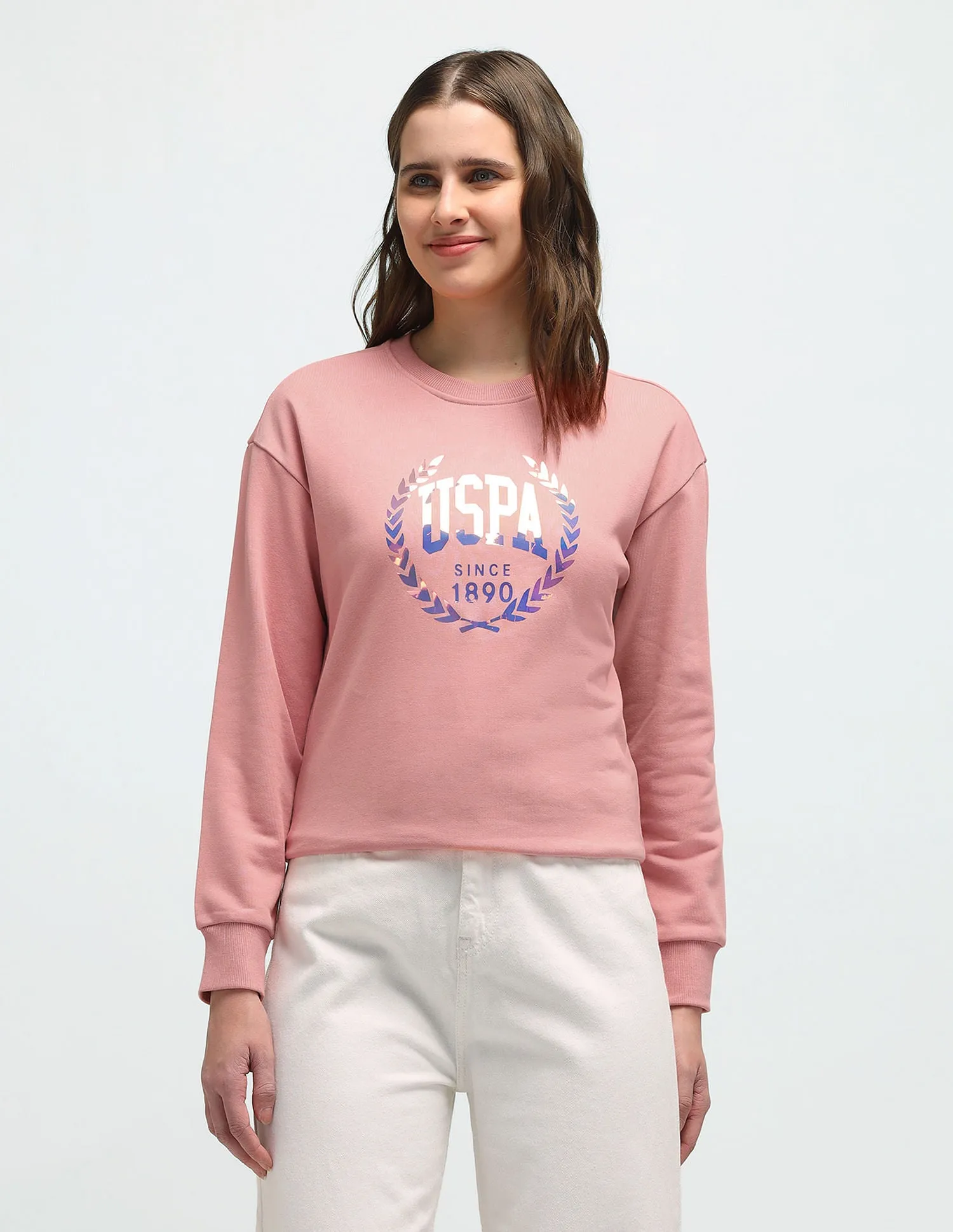 Drop Shoulder Brand Print Sweatshirt