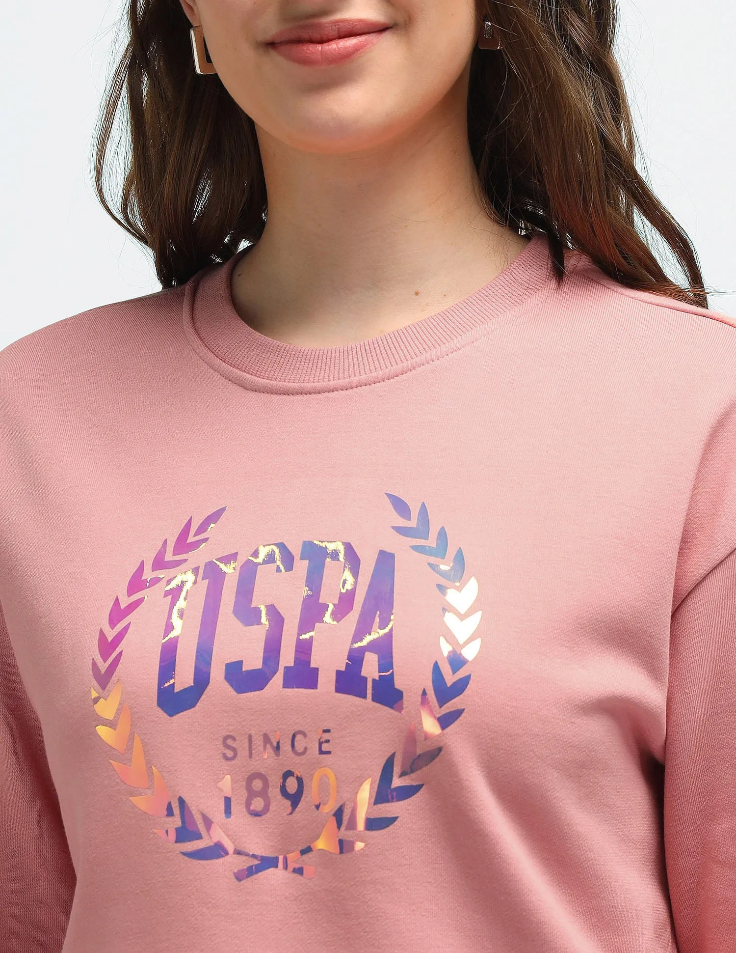 Drop Shoulder Brand Print Sweatshirt