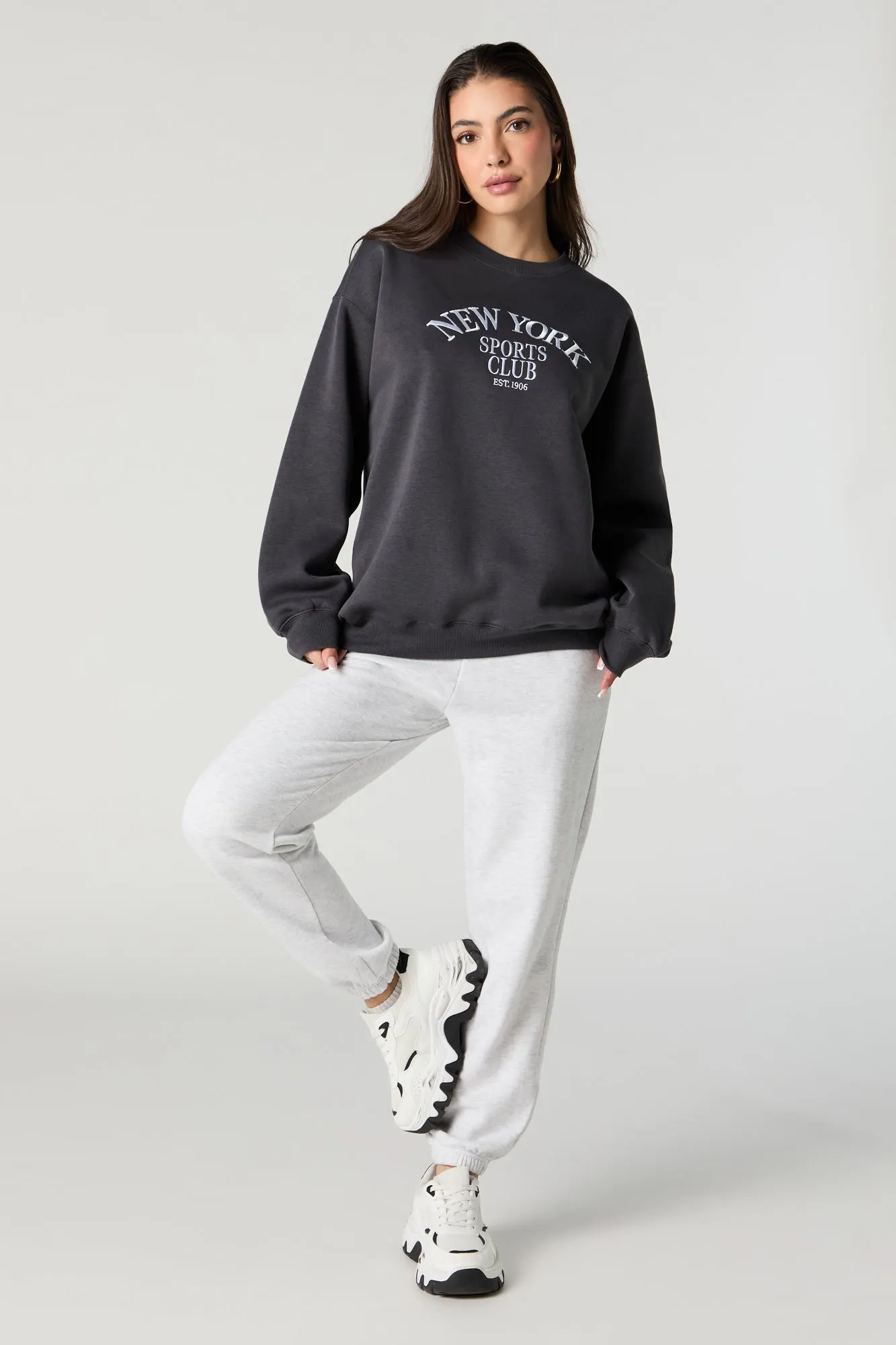 Embroidered Fleece Sweatshirt