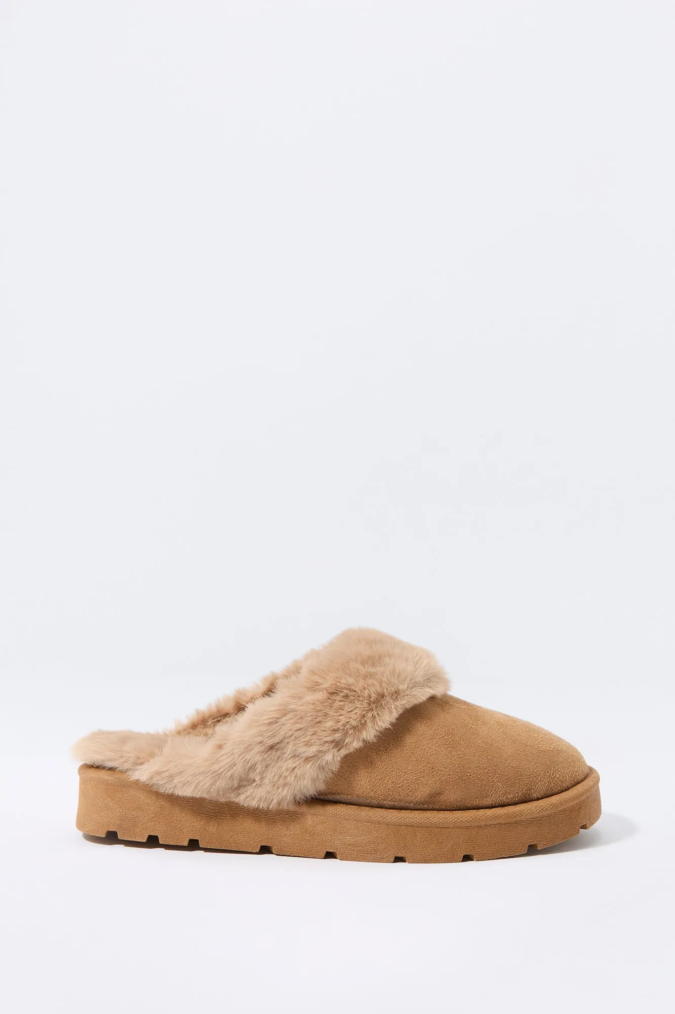 Faux Fur Collared Slipper Bootie