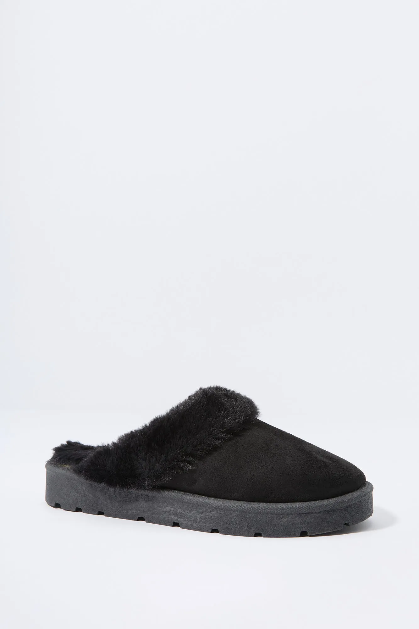 Faux Fur Collared Slipper Bootie