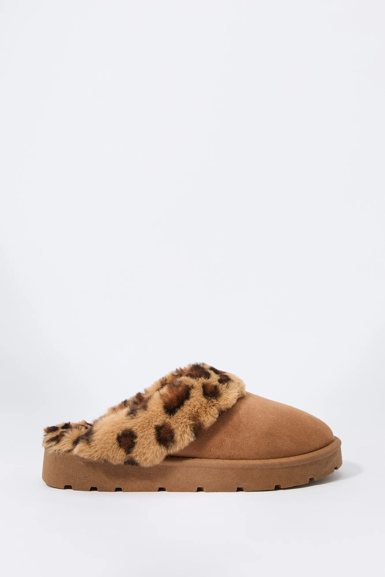 Faux Fur Collared Slipper Bootie