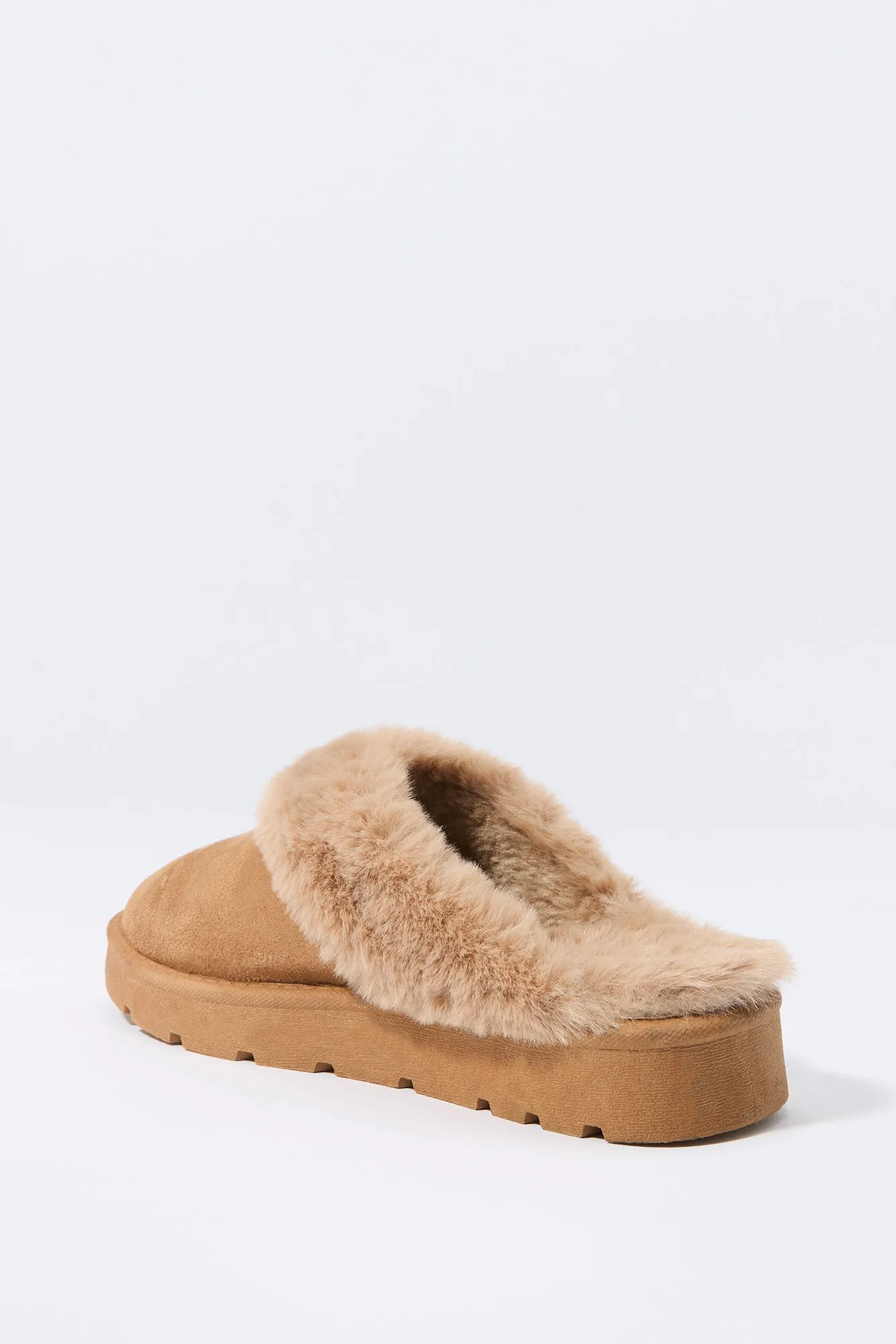 Faux Fur Collared Slipper Bootie