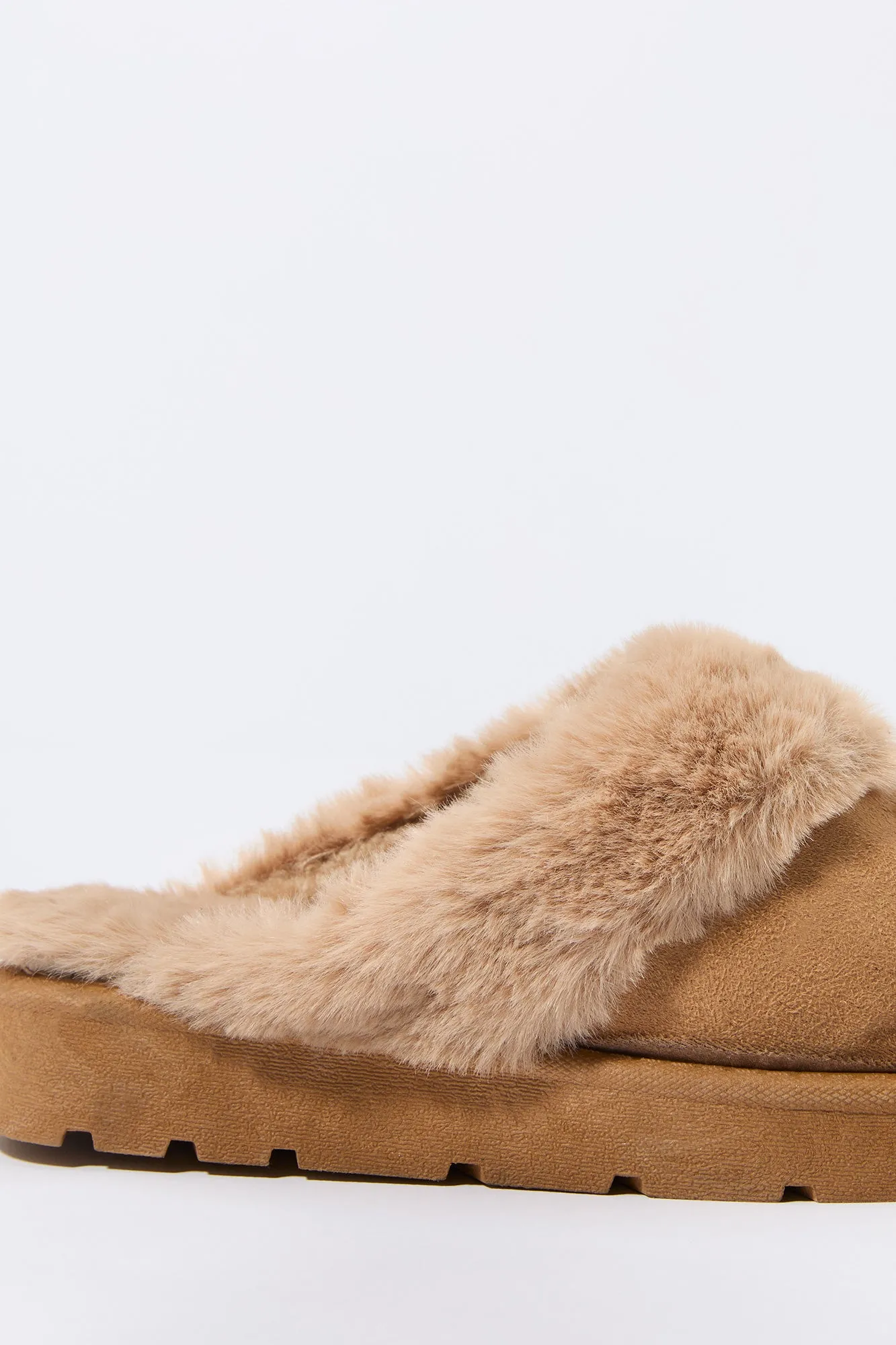 Faux Fur Collared Slipper Bootie