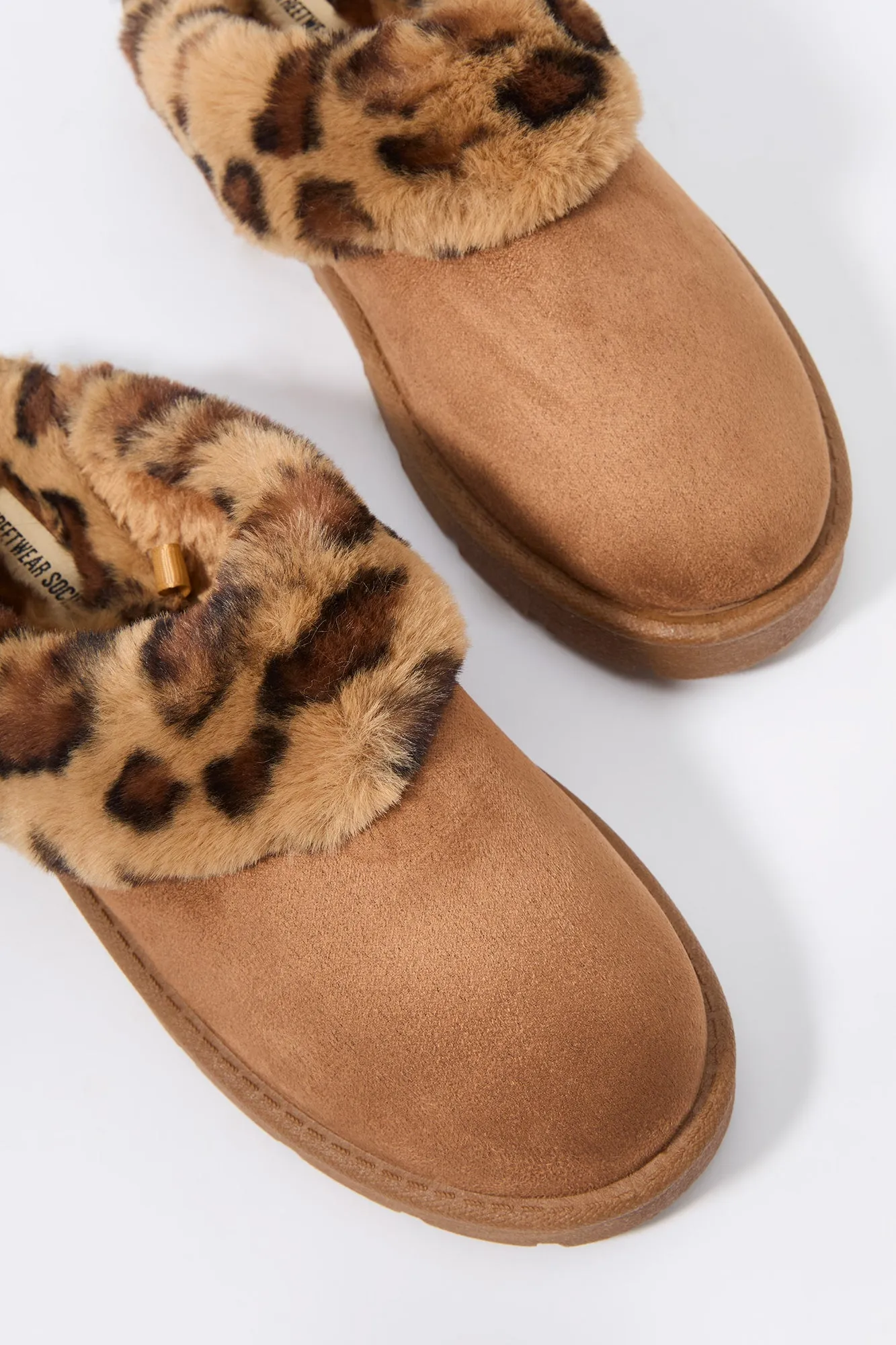 Faux Fur Collared Slipper Bootie