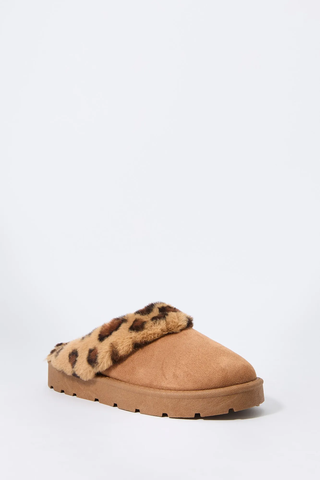 Faux Fur Collared Slipper Bootie