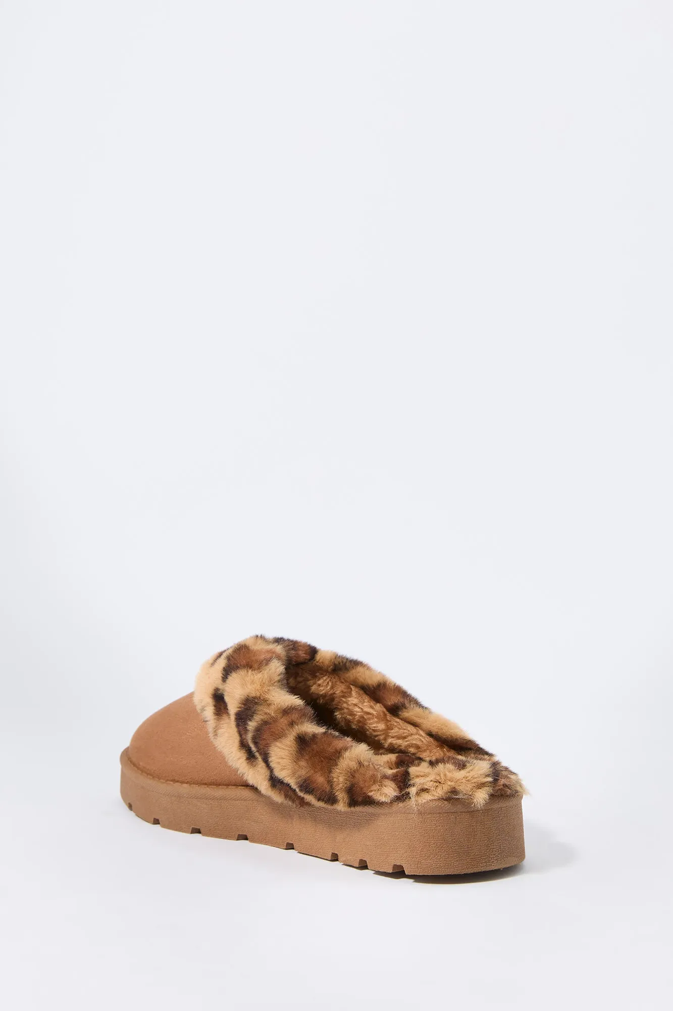 Faux Fur Collared Slipper Bootie