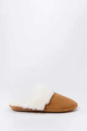 Faux Fur Collared Slipper