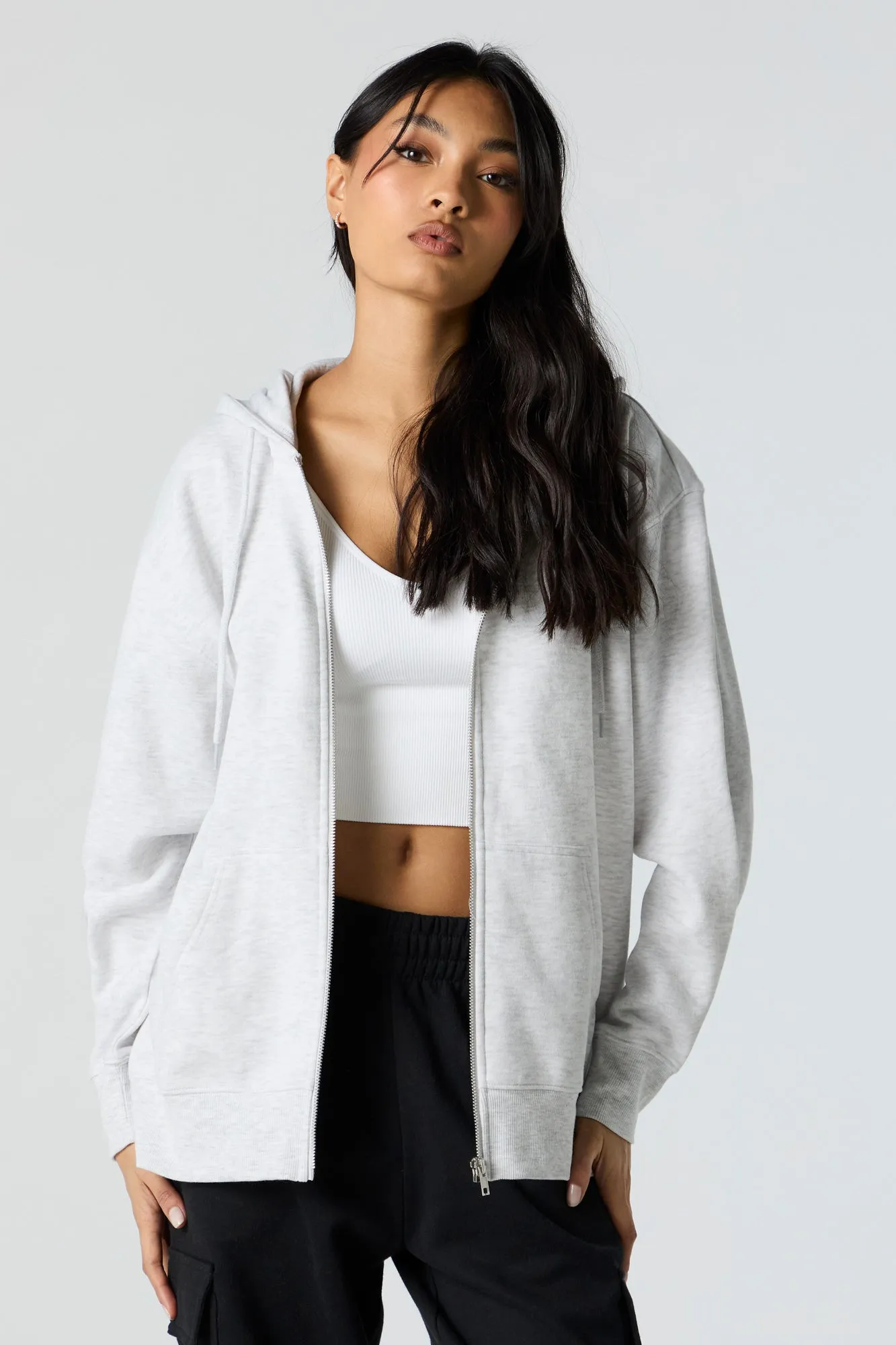 Fleece Oversized Zip-Up Hoodie