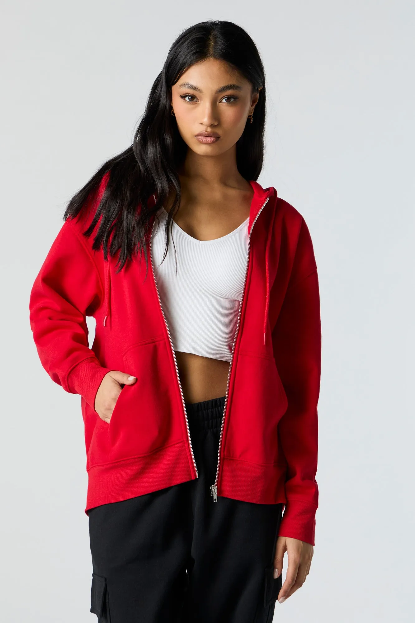 Fleece Oversized Zip-Up Hoodie