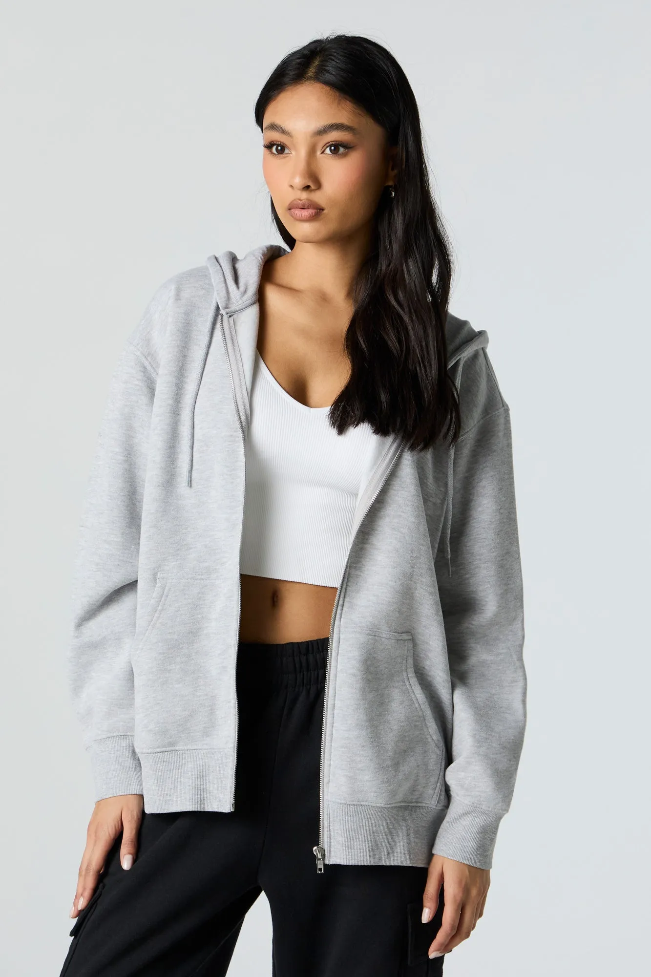 Fleece Oversized Zip-Up Hoodie