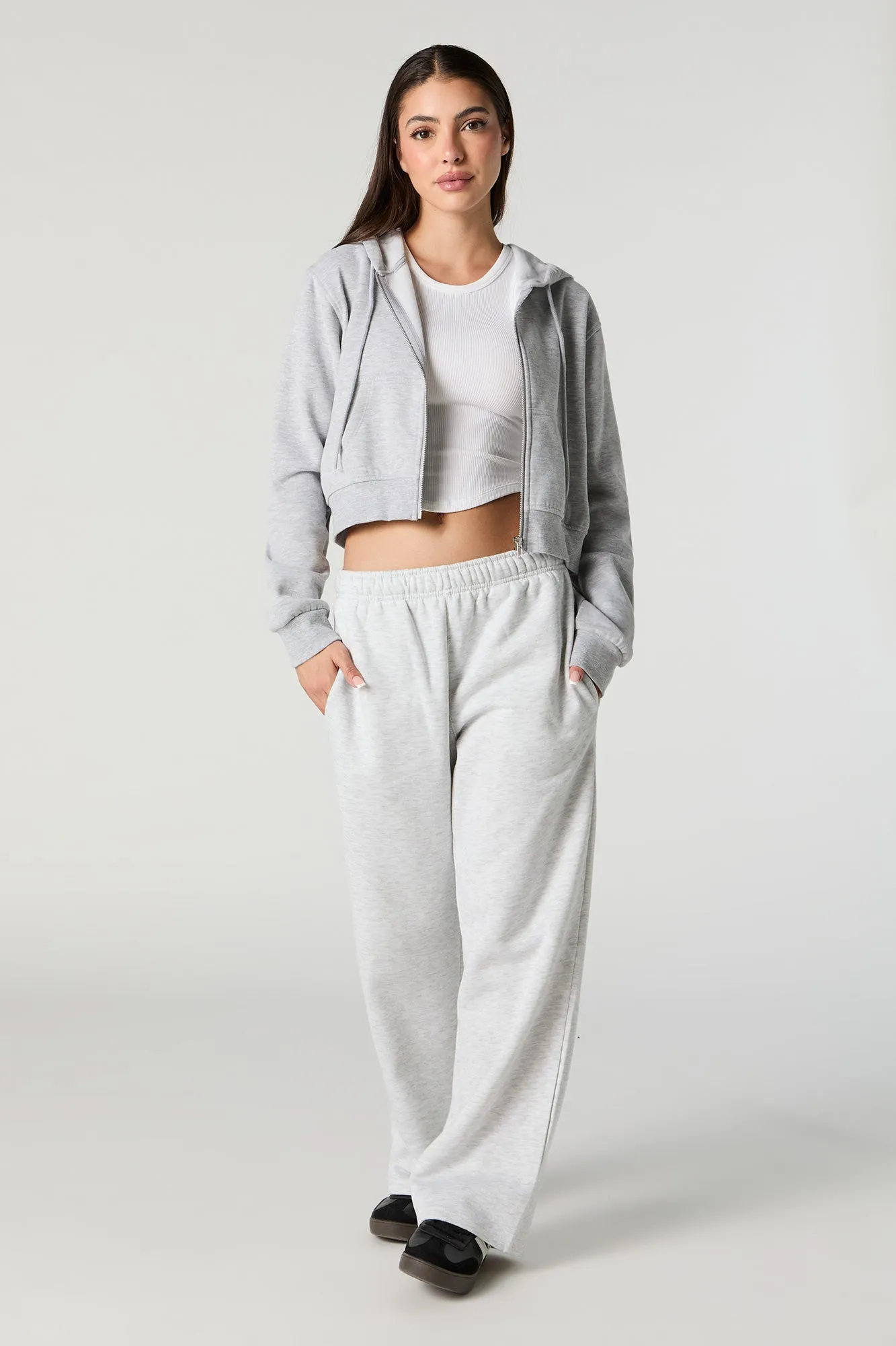 Fleece Wide Leg Varsity Sweatpant