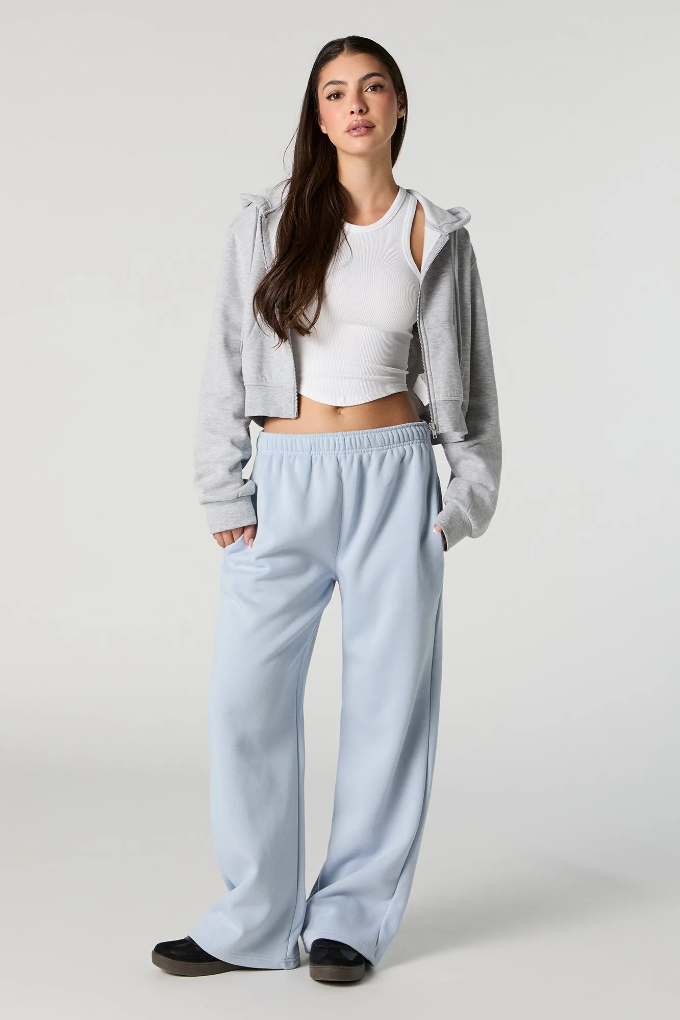 Fleece Wide Leg Varsity Sweatpant