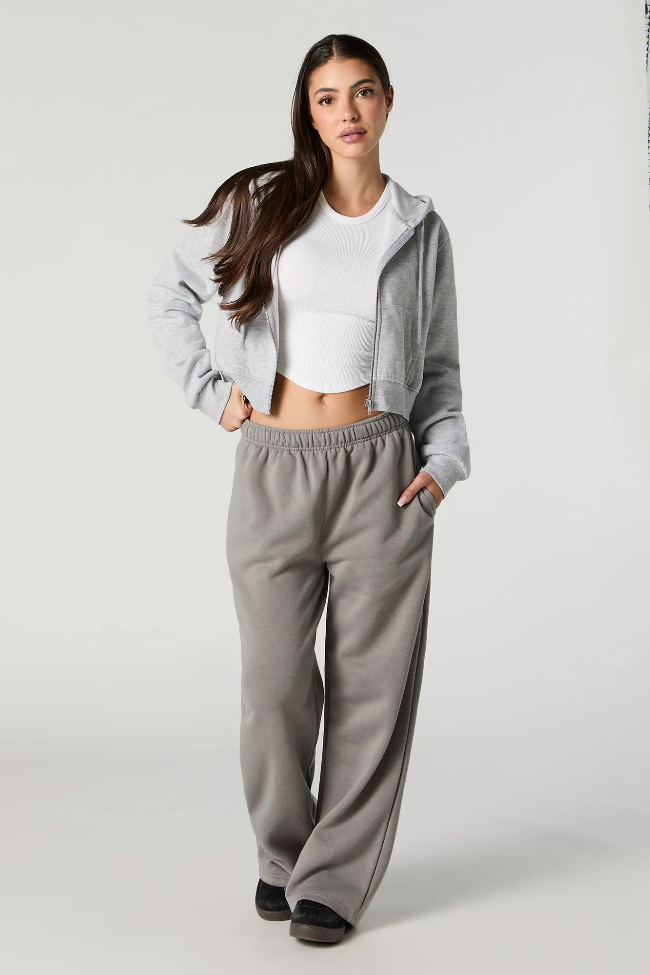 Fleece Wide Leg Varsity Sweatpant