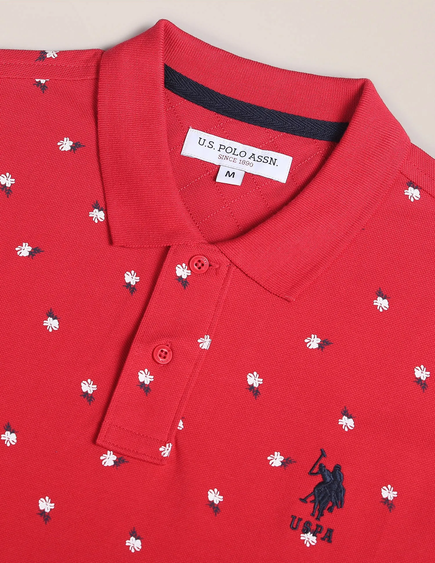 Floral Print Slim Fit Polo Shirt