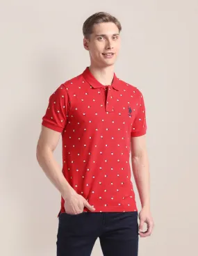 Floral Print Slim Fit Polo Shirt