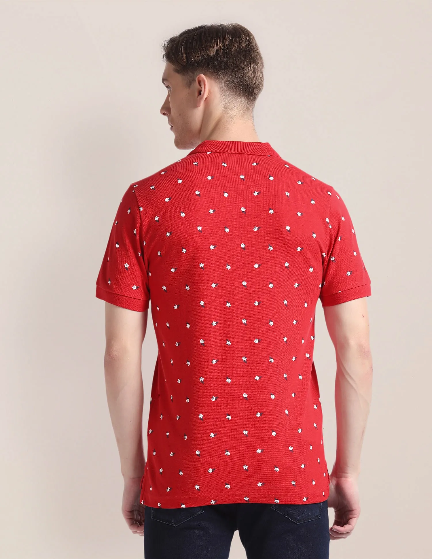 Floral Print Slim Fit Polo Shirt