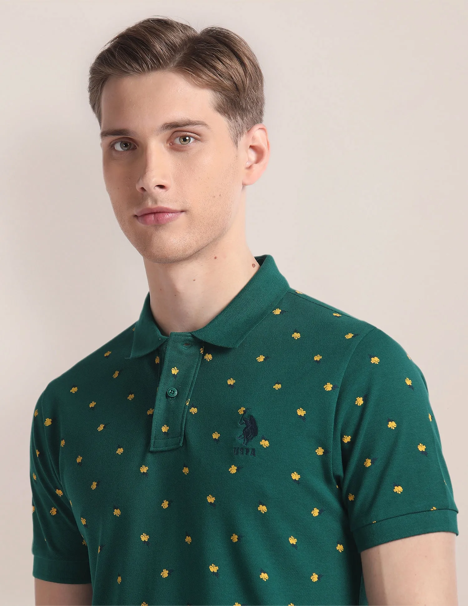 Floral Print Slim Polo Shirt