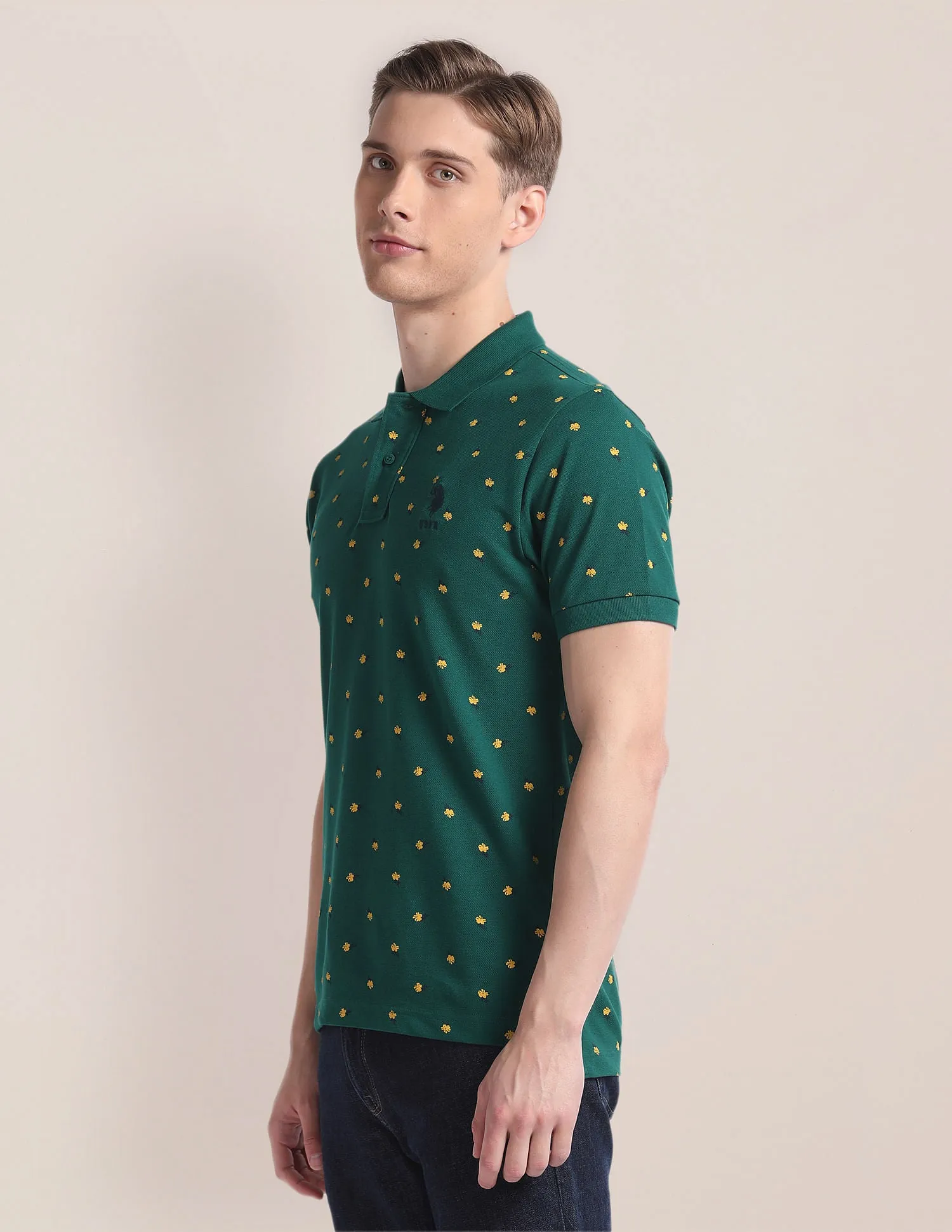 Floral Print Slim Polo Shirt