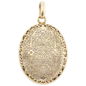 French Belle Epoque 18K Rose Gold Openwork Rock Crystal Locket c.1880's