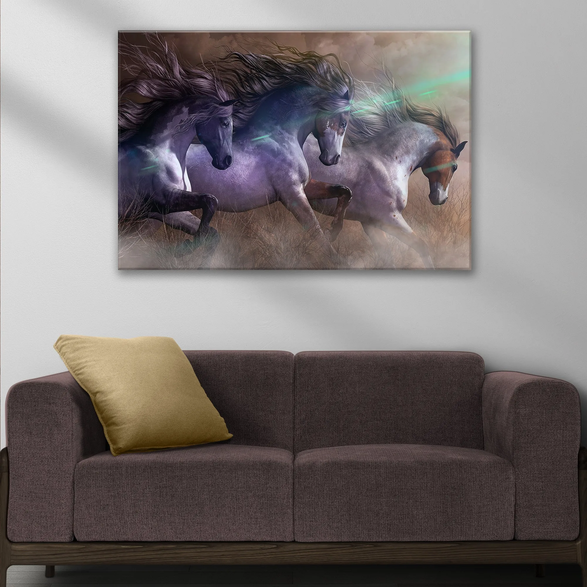 Friesian Running Horses Canvas Wall Art