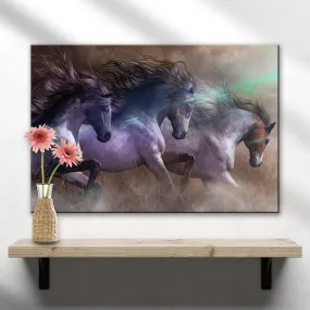 Friesian Running Horses Canvas Wall Art