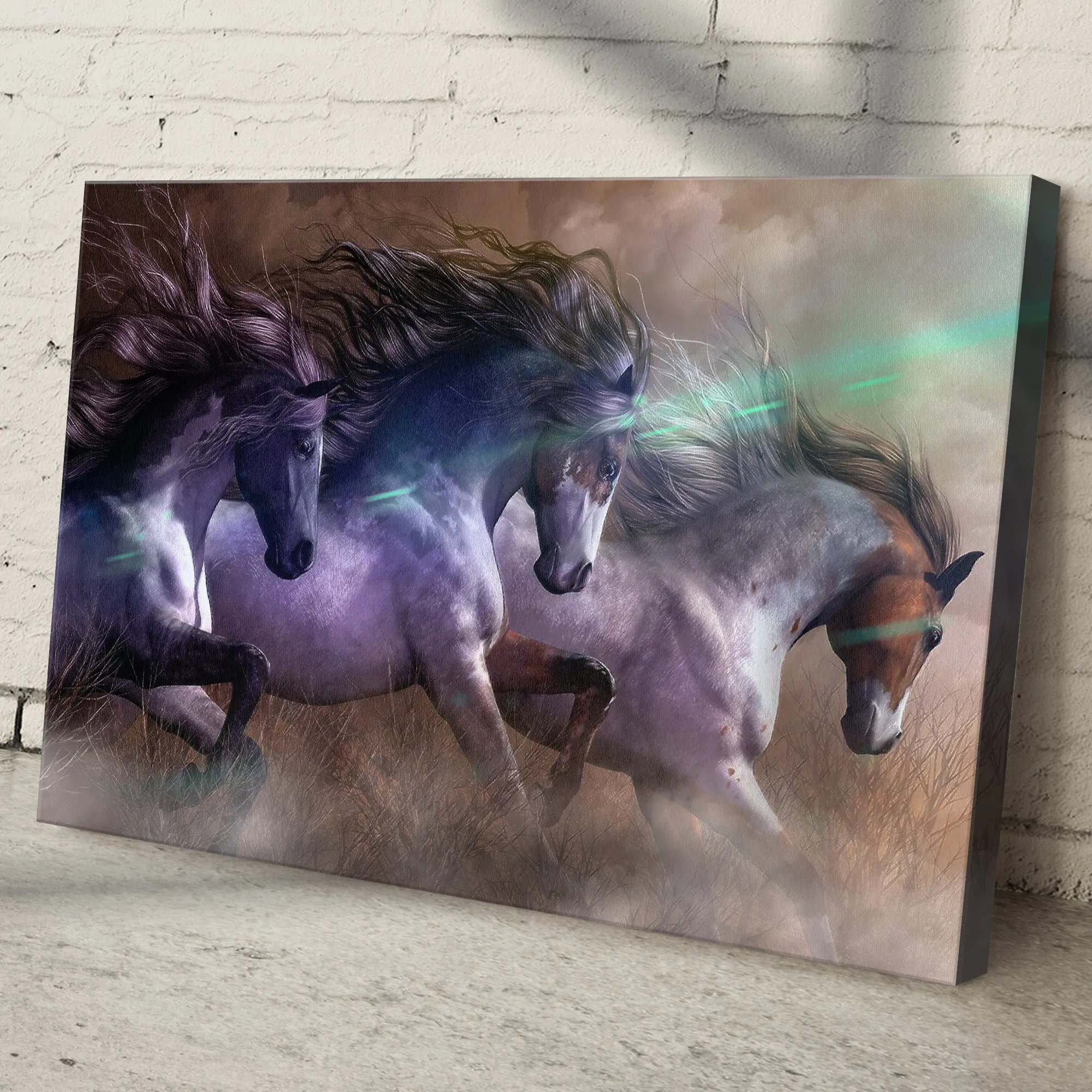 Friesian Running Horses Canvas Wall Art