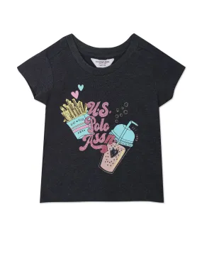 Girls Graphic Print Crew Neck T-Shirt