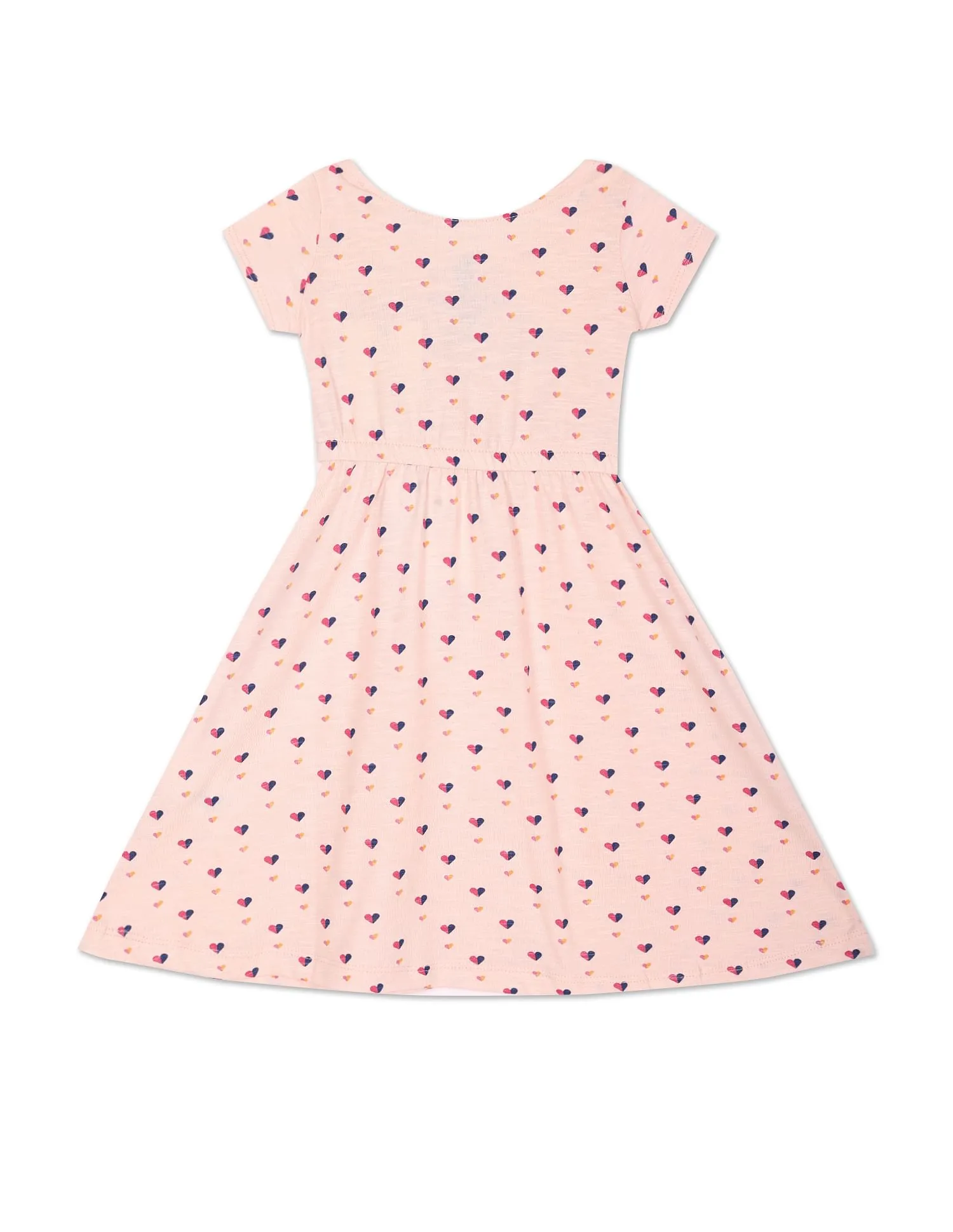 Girls Light Pink Printed Cotton Dress