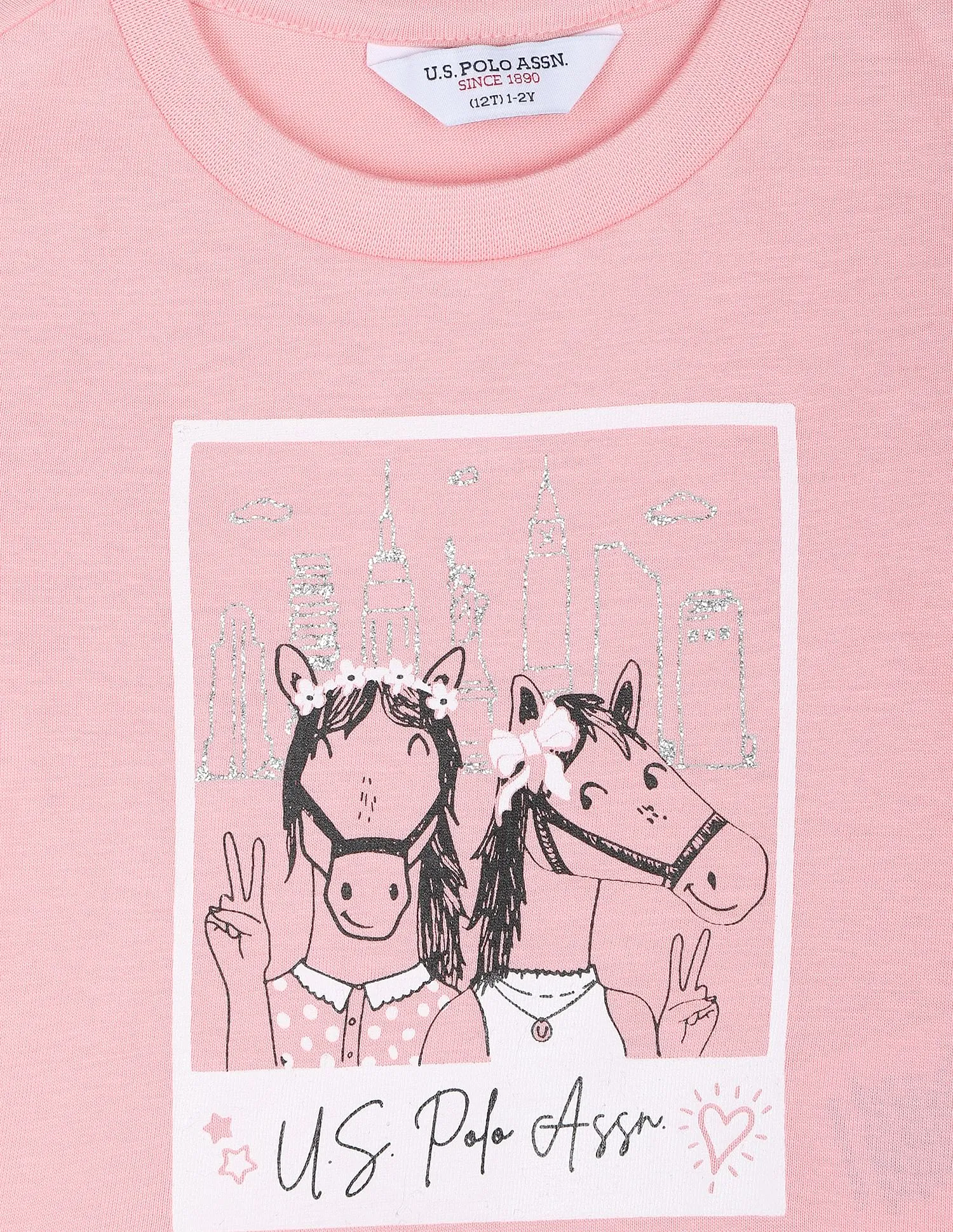 Girls Polaroid Print Crew Neck T-Shirt