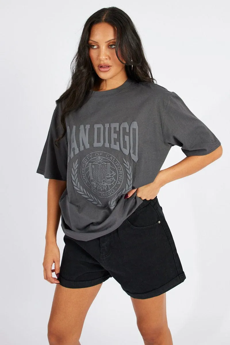 Grey Graphic Tee Short Sleeve