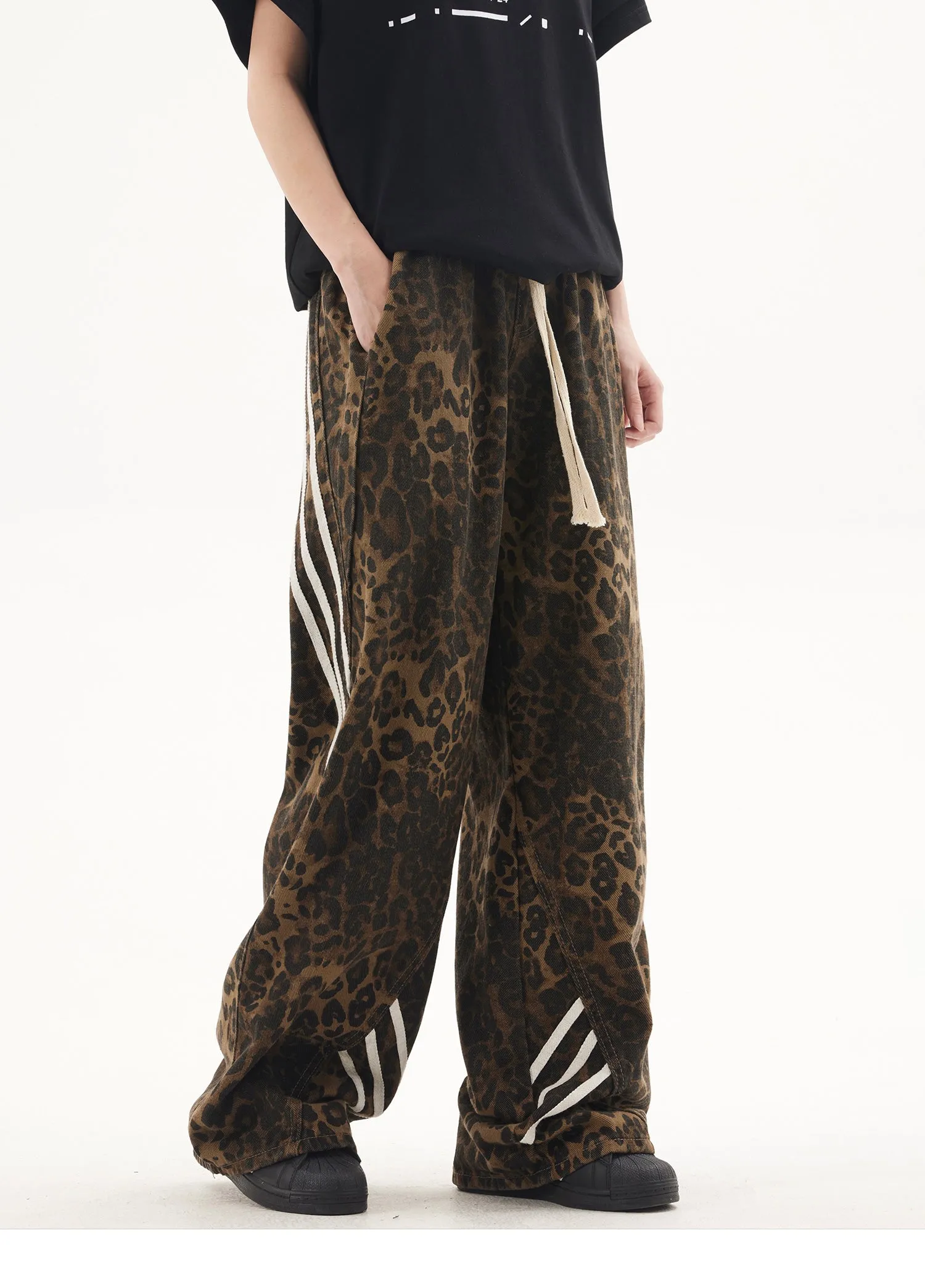 Leopard Stripe | Loose Streetstyle Drawstring Pants