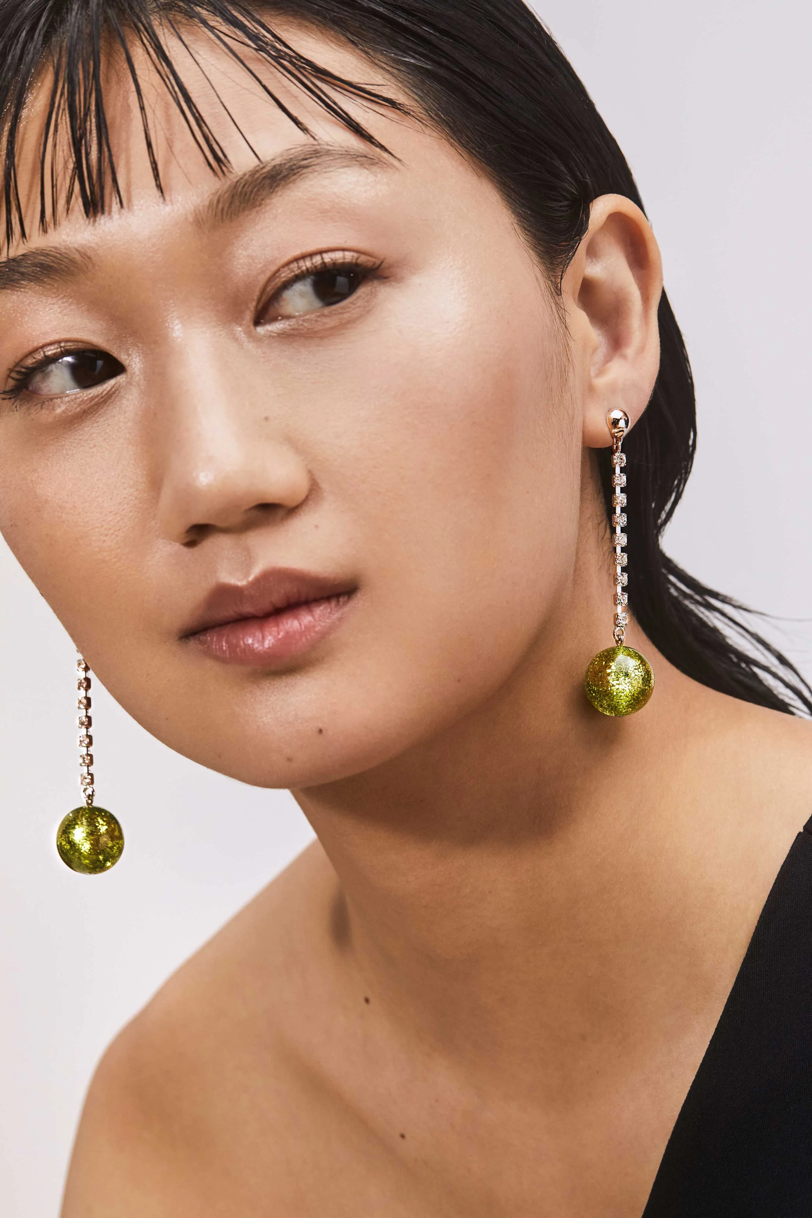 Lounge Earring - Crystal & Olive