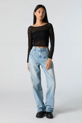 Medium Vintage Wash High Rise Wide Leg Jean