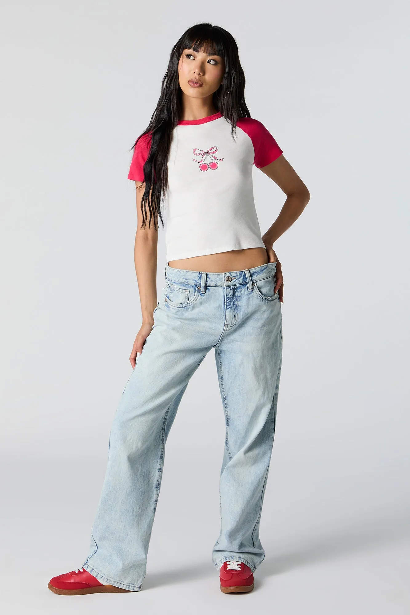 Mid Rise Wide Leg Jean