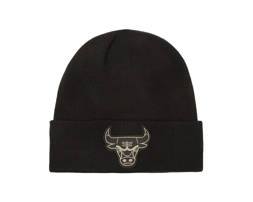 New Era cappellino a cuffia da adulto con logo Chicago Bulls dorato 60364359 nero