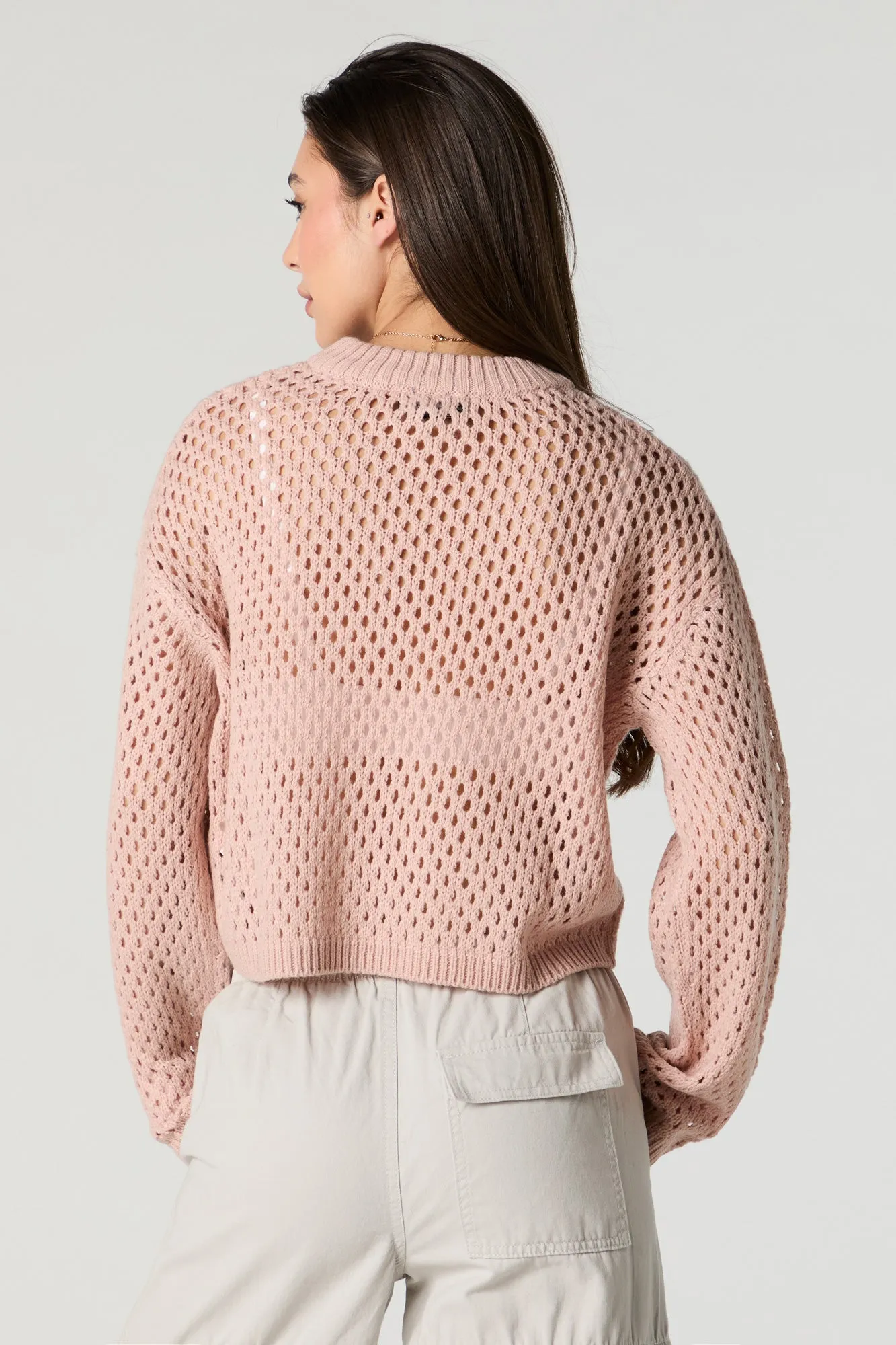 Open Knit Cropped Sweater