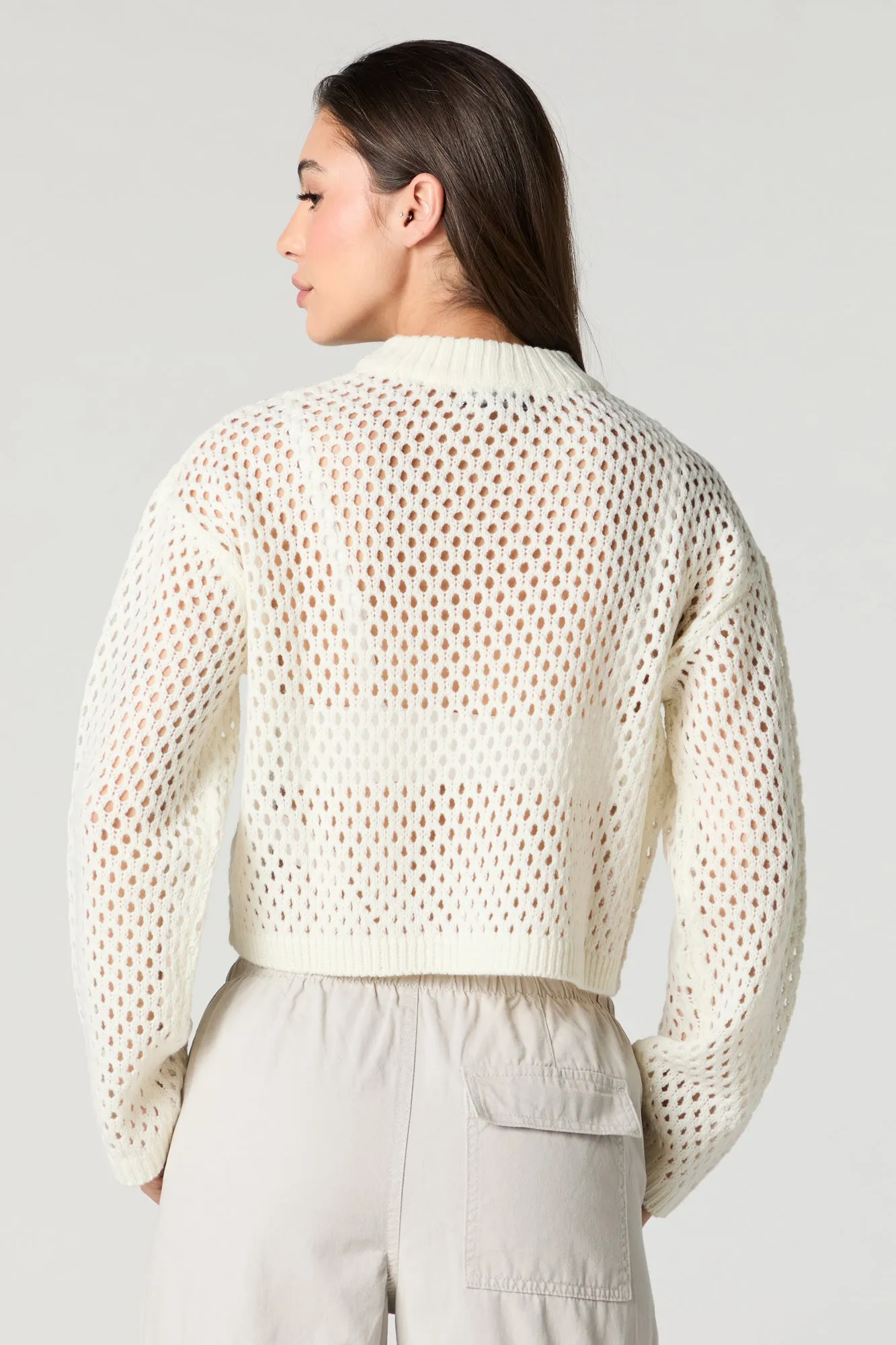 Open Knit Cropped Sweater