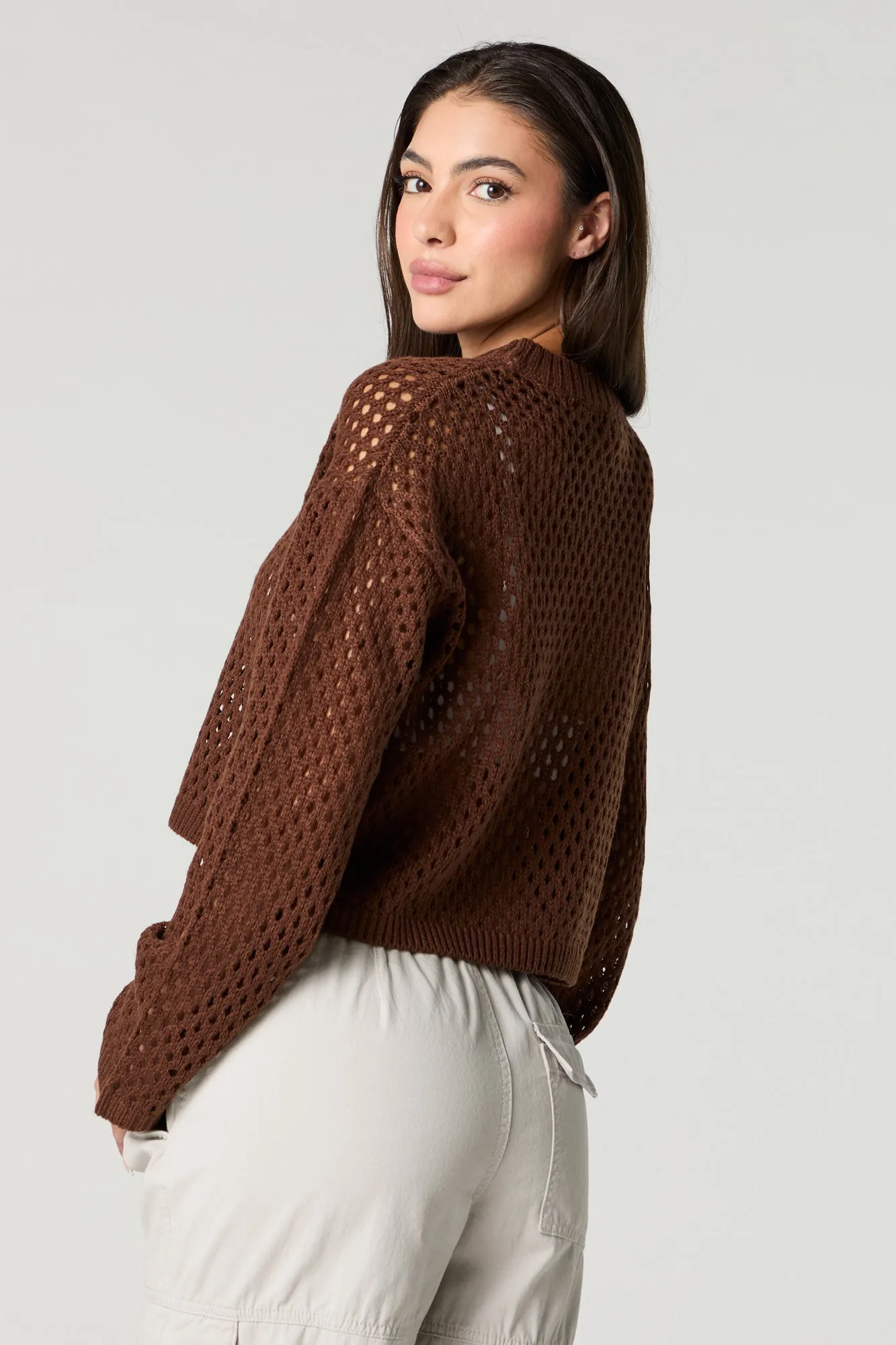 Open Knit Cropped Sweater