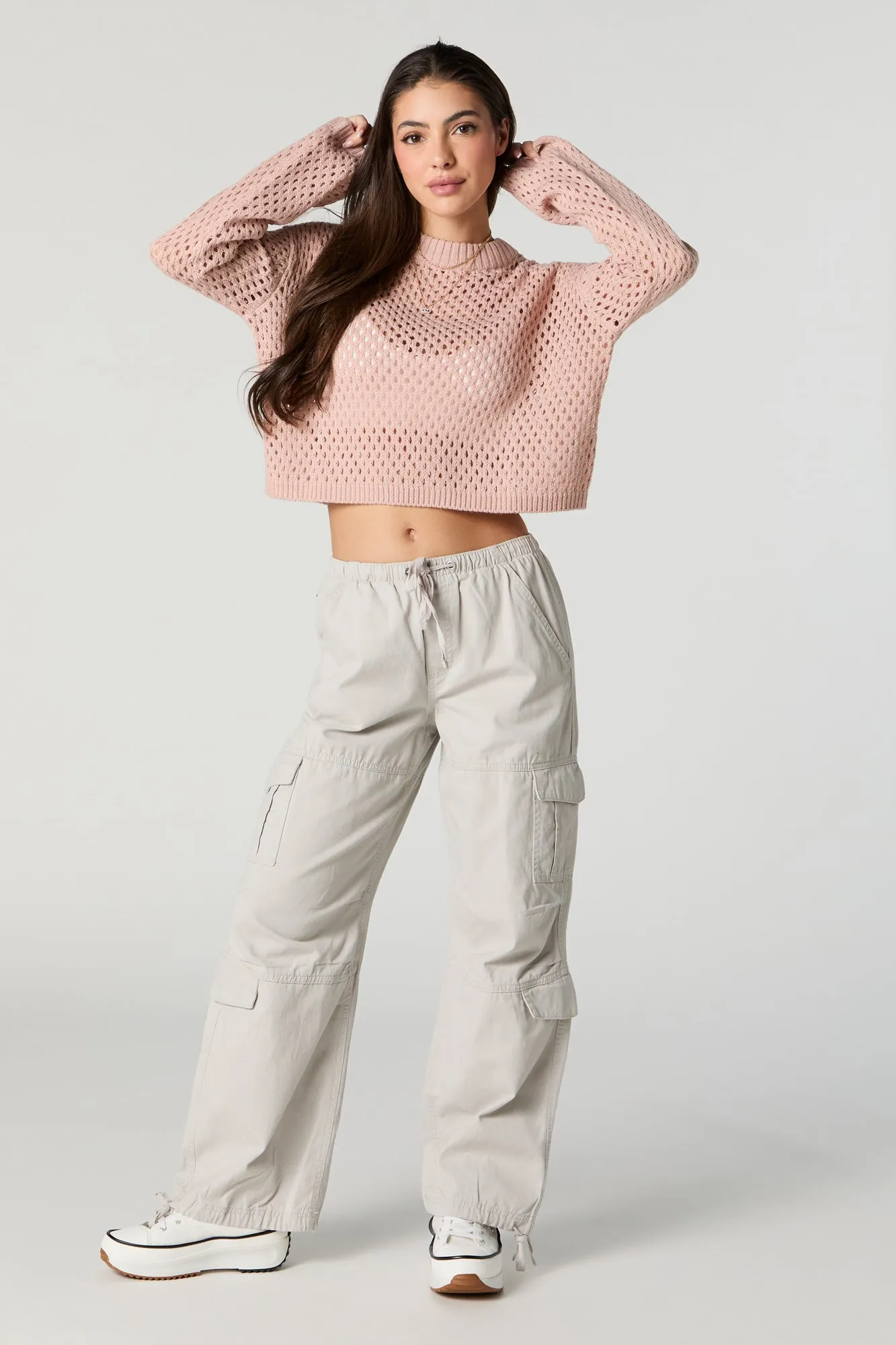 Open Knit Cropped Sweater