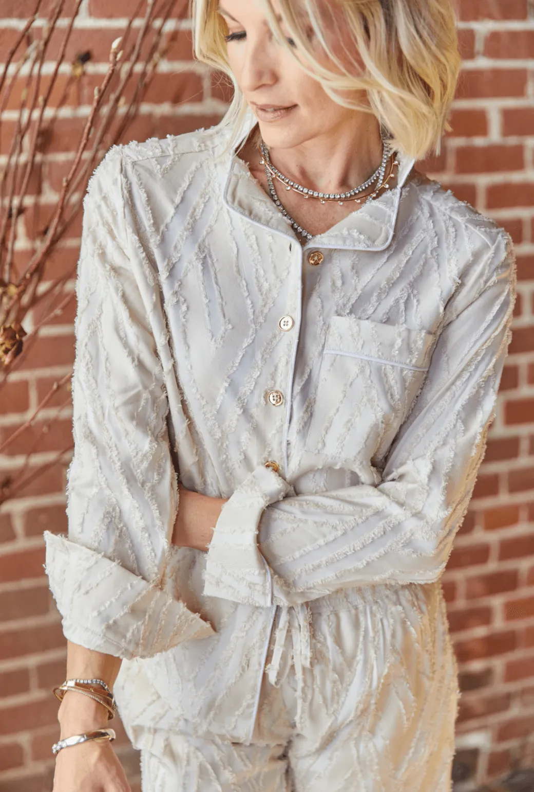 PJ Blouse - Ivory Fringe