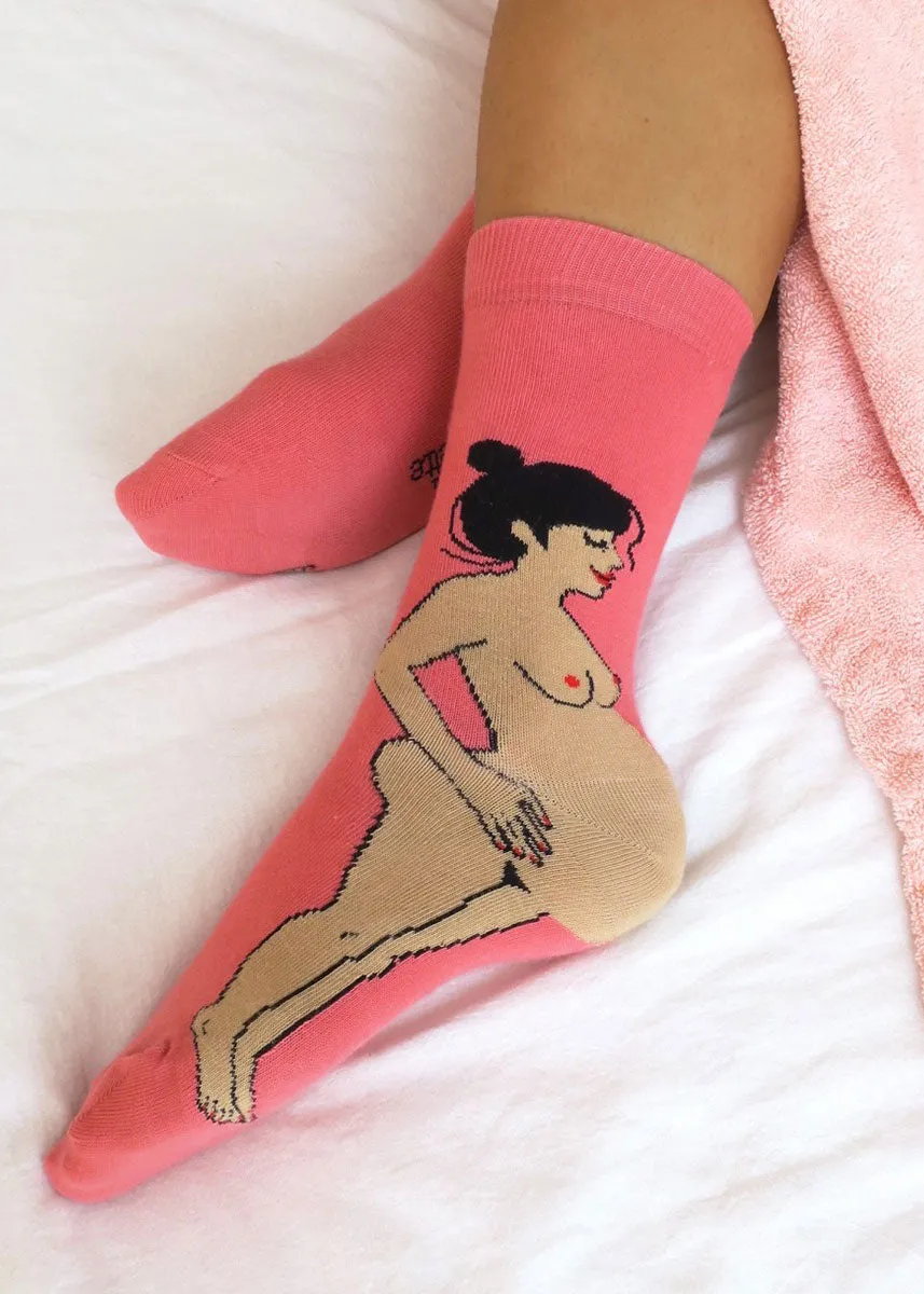 Pregnant Brown Woman Socks